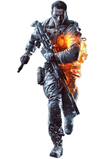 Battlefield 4 soldier with rifle and sidearm
